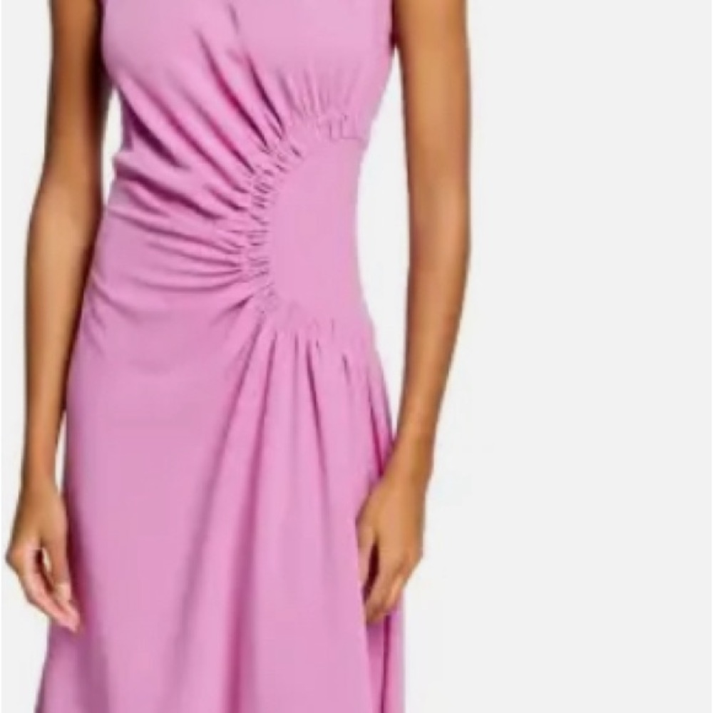 LELA ROSE ASYMMETRICAL RUCHED MIDI DRESS IN LILAC brand new with tags 🏷️ - Picture 2 of 10